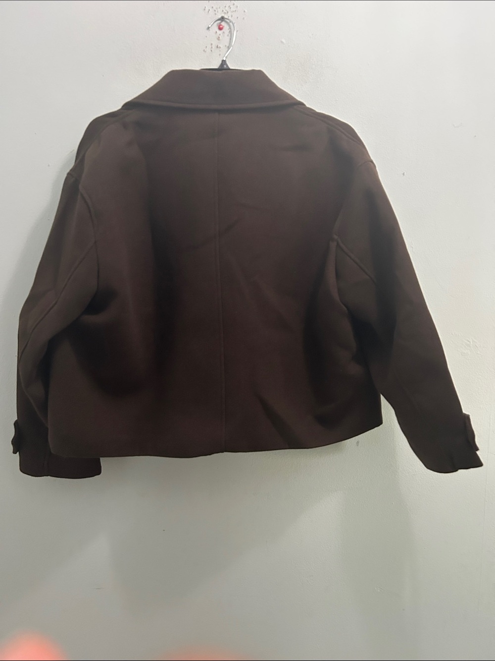 Zara Double-Breasted Dark Brown Pea Coat - Picture 3 of 6
